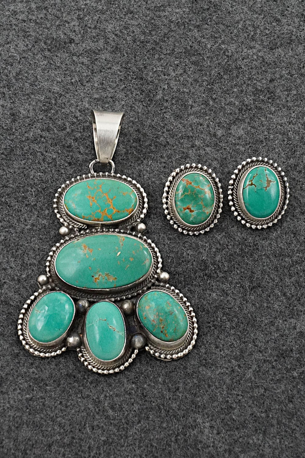 Turquoise & Sterling Silver Pendant and Earrings Set - Kathleen Chavez