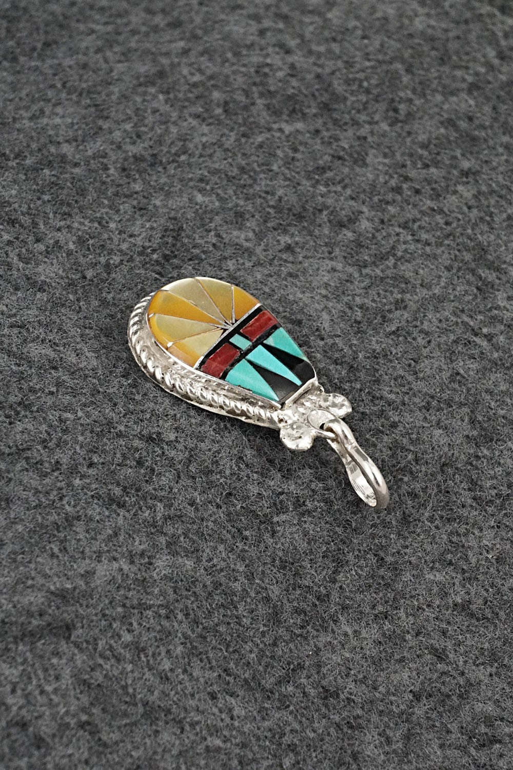 Multi-Stone & Sterling Silver Inlay Pendant - Ola Eriacho