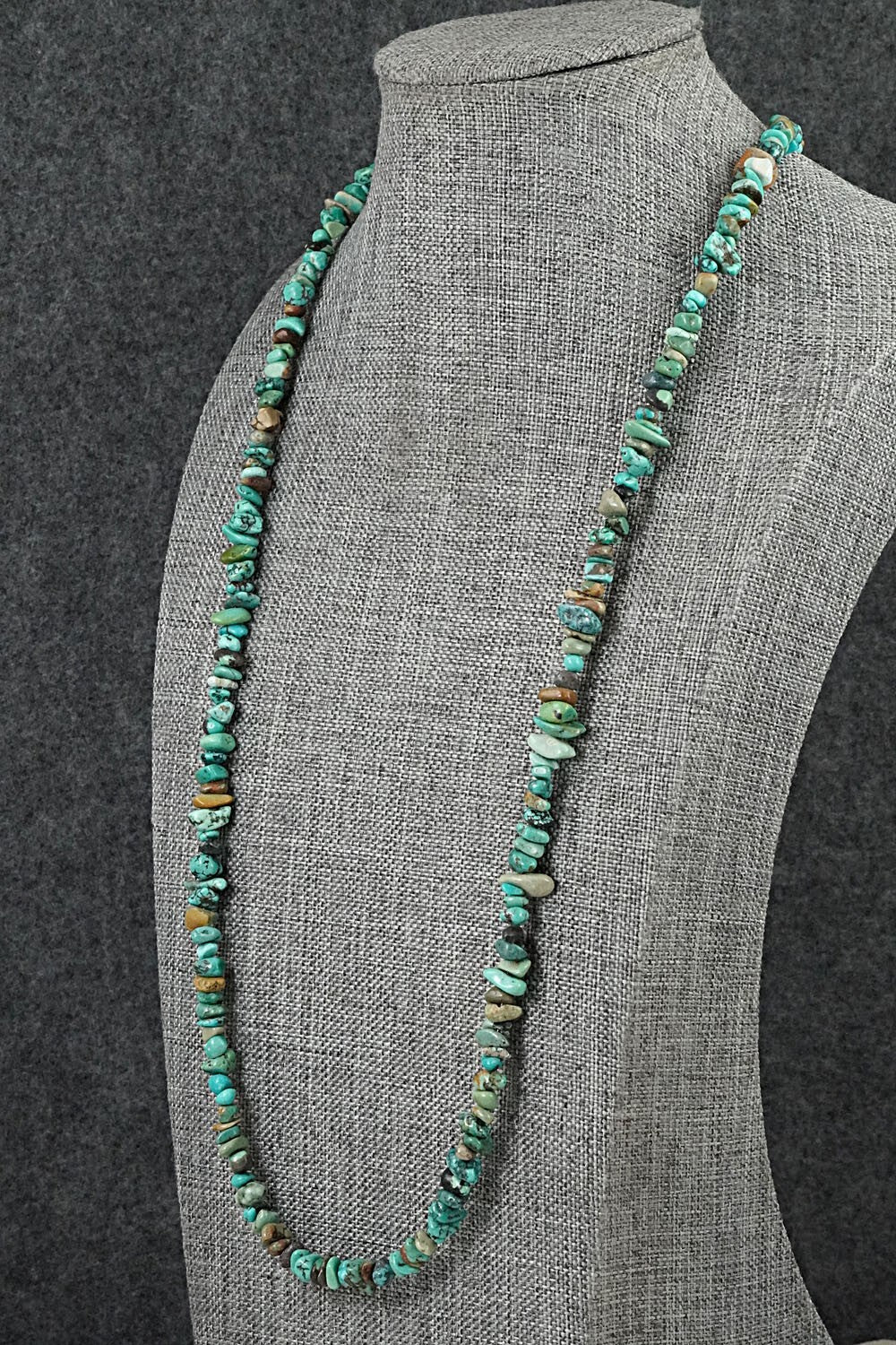 Turquoise & Sterling Silver Necklace 38" - Doreen Jake