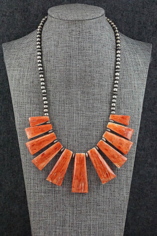 Spiny Oyster & Sterling Silver Necklace - Louise Joe