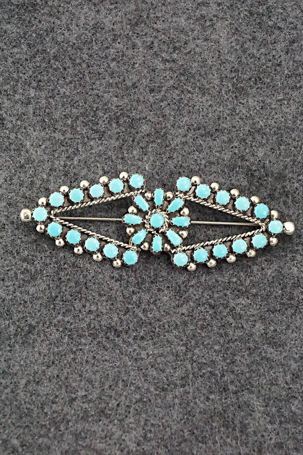 Turquoise & Sterling Silver Pin - E. Gchachu