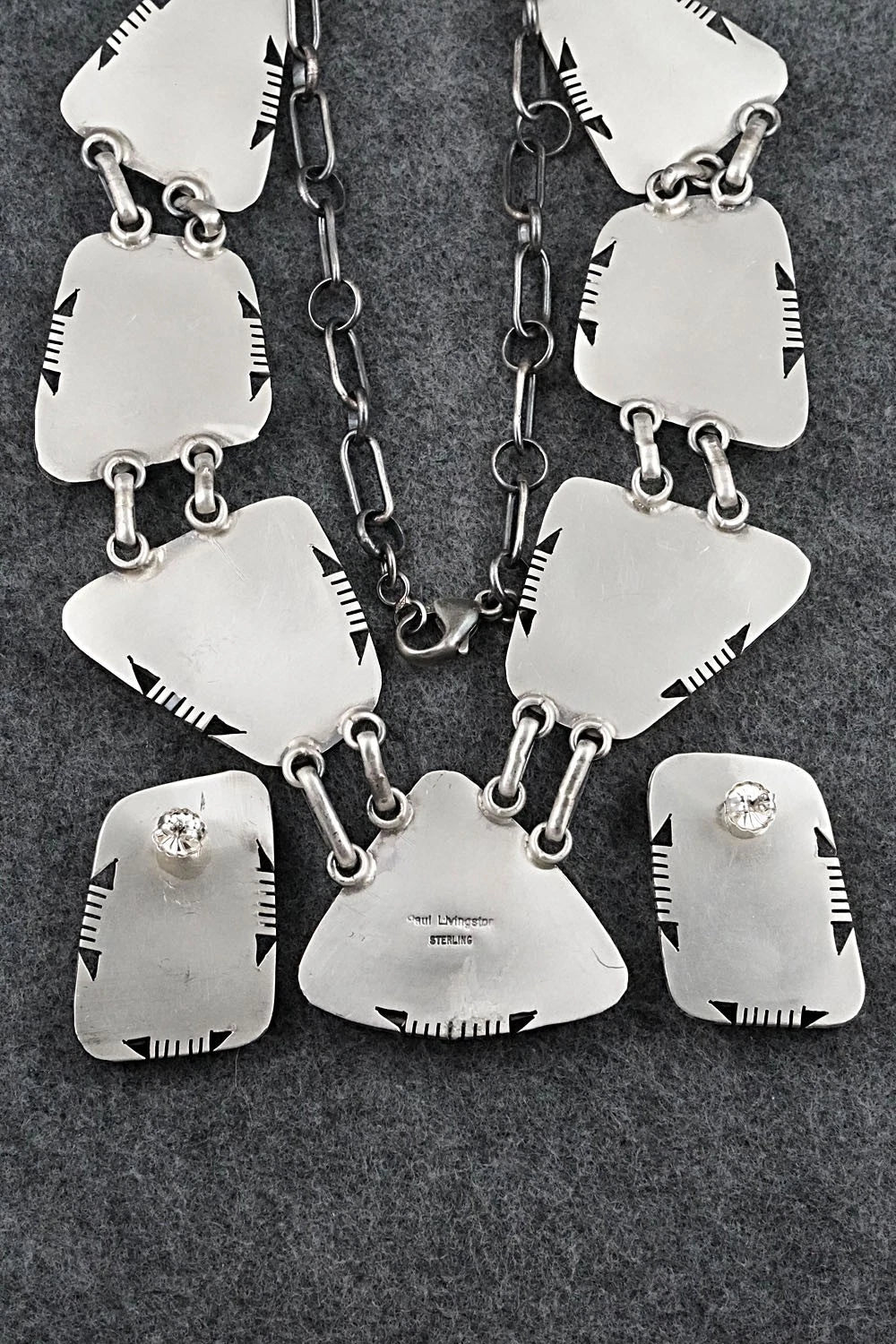 Turquoise & Sterling Silver Necklace and Earrings Set - Paul Livingston