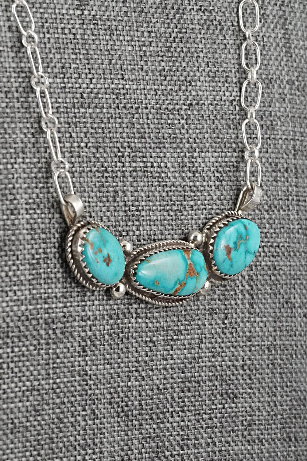 Turquoise & Sterling Silver Necklace - Ernest Hawthorne