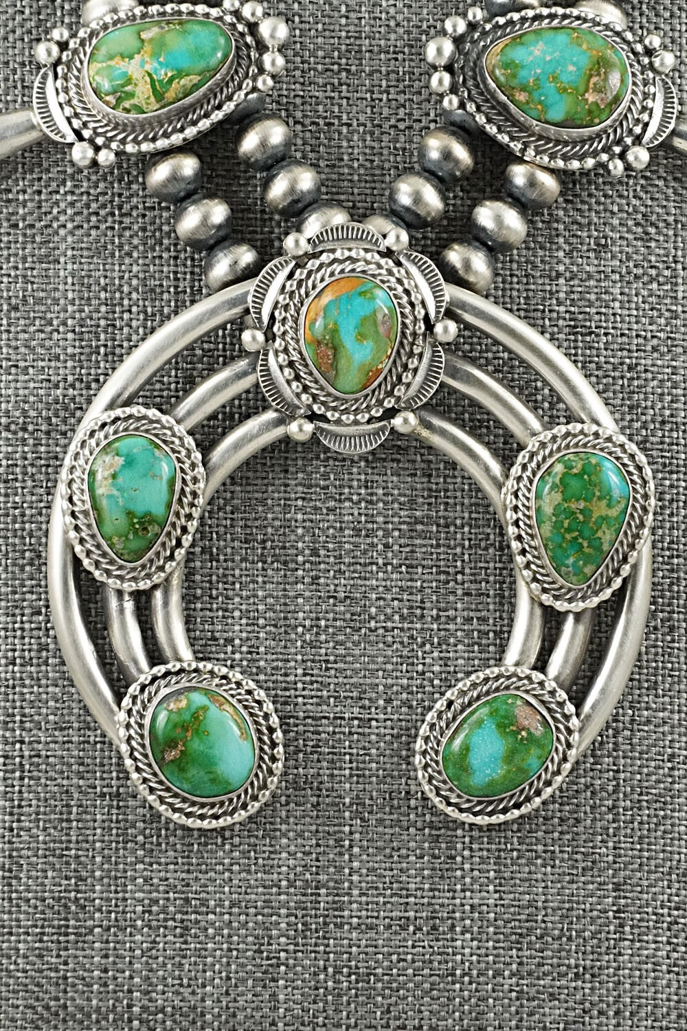 Turquoise & Sterling Silver Squash Blossom Set - Tom Lewis
