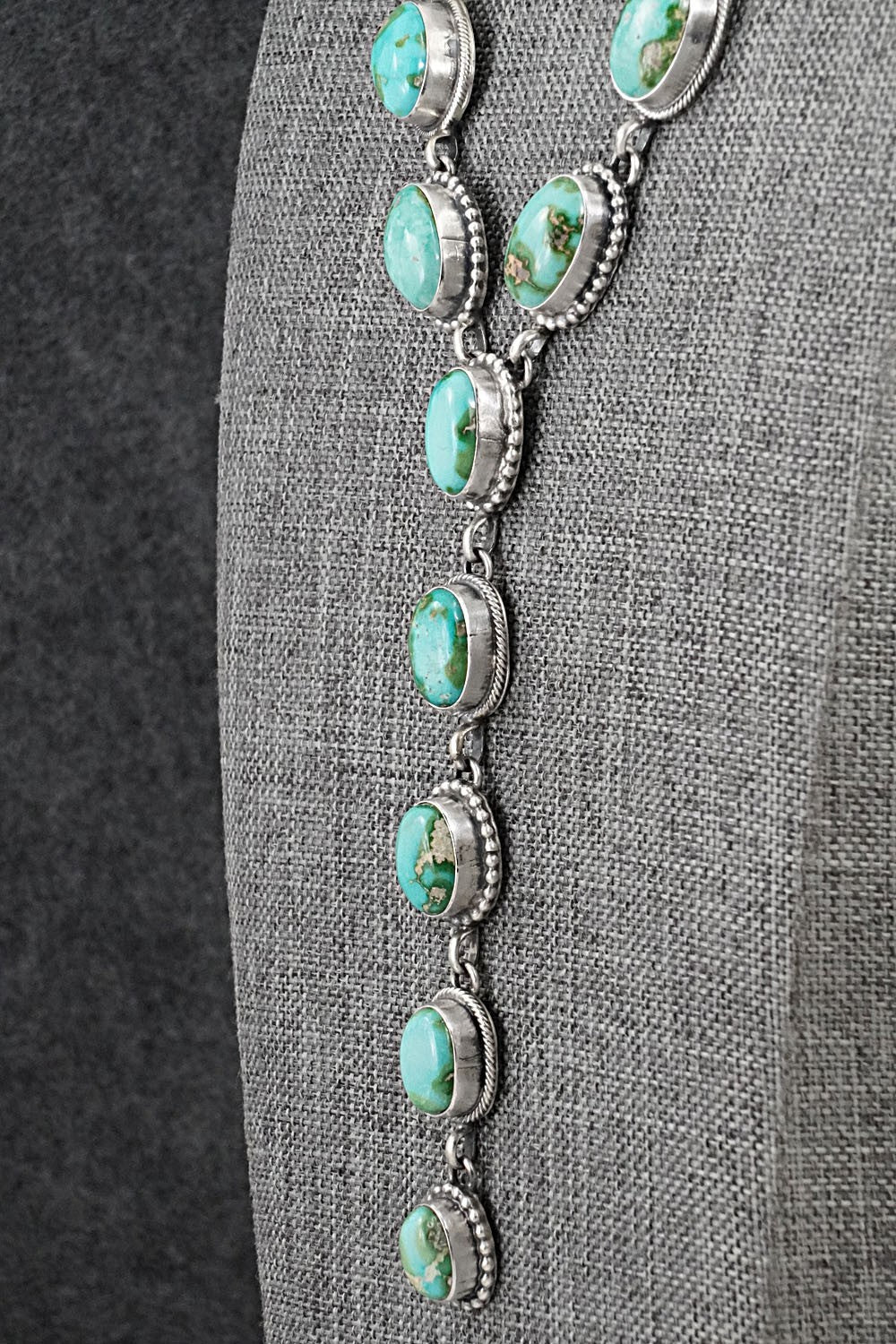Turquoise & Sterling Silver Necklace and Earrings Set - Darrin Livingston