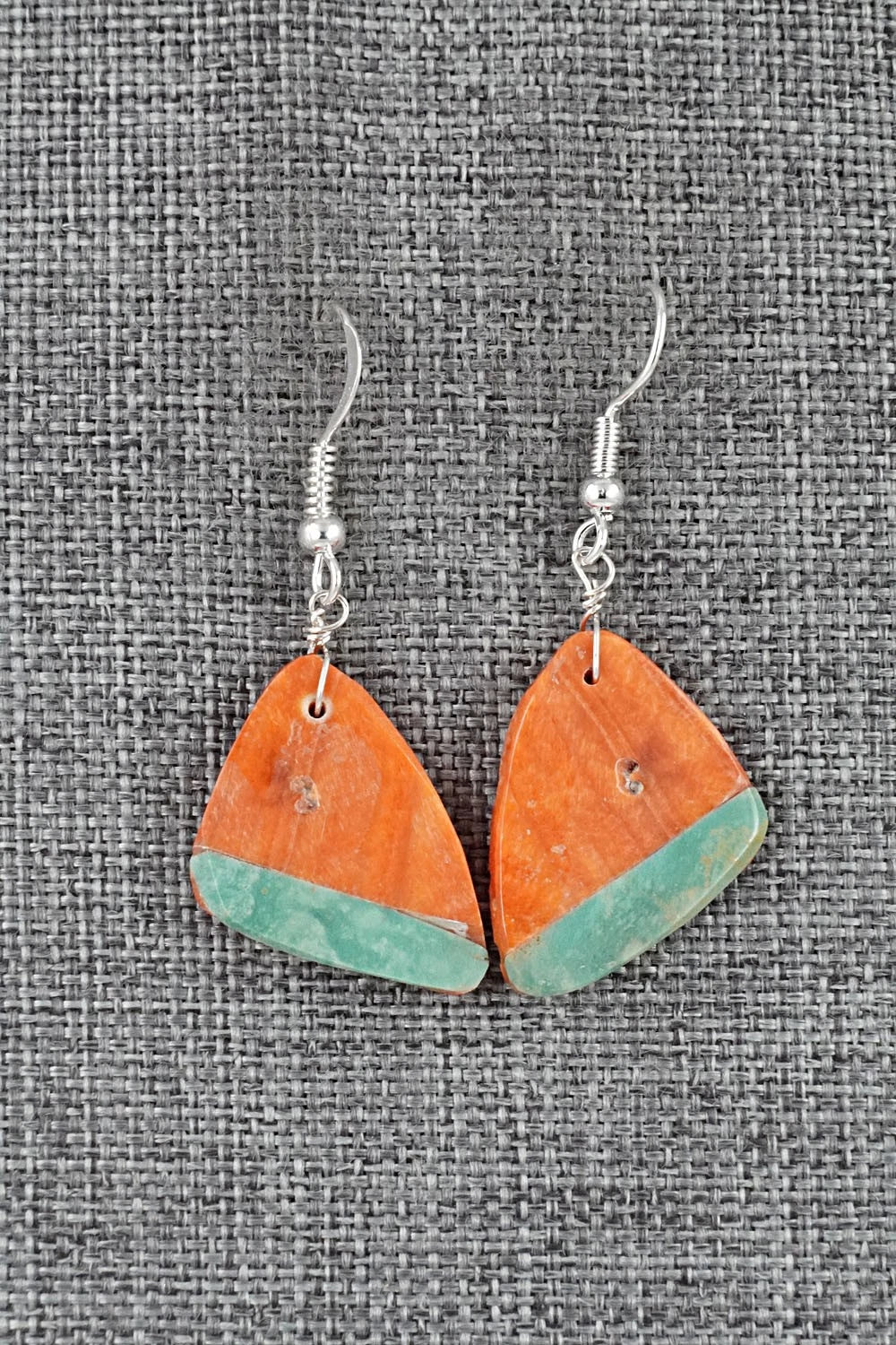 Spiny Oyster, Turquoise & Sterling Silver Earrings - Louise Pete