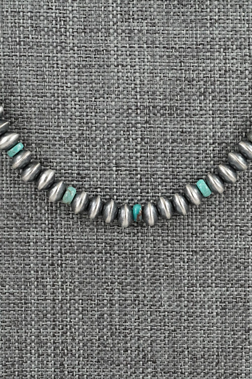Turquoise & Sterling Silver Navajo Pearl Necklace 24" - Tonisha Haley
