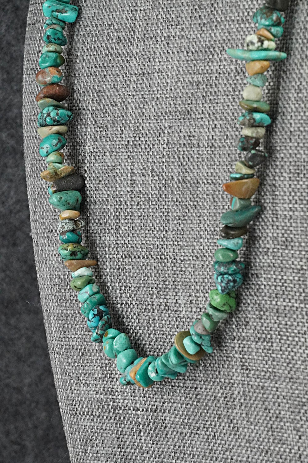 Turquoise & Sterling Silver Necklace 38" - Doreen Jake
