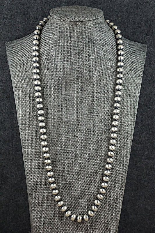 Sterling Silver Navajo Pearl Necklace 24" - Bryannen Halwood