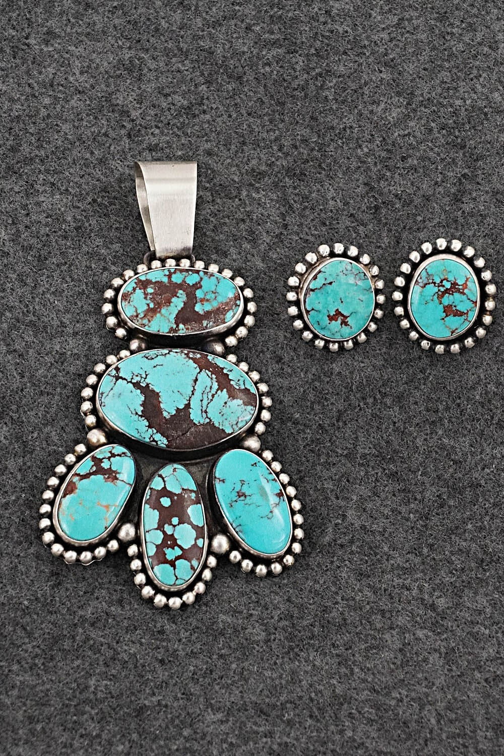 Turquoise & Sterling Silver Pendant and Earrings Set - Paul Livingston