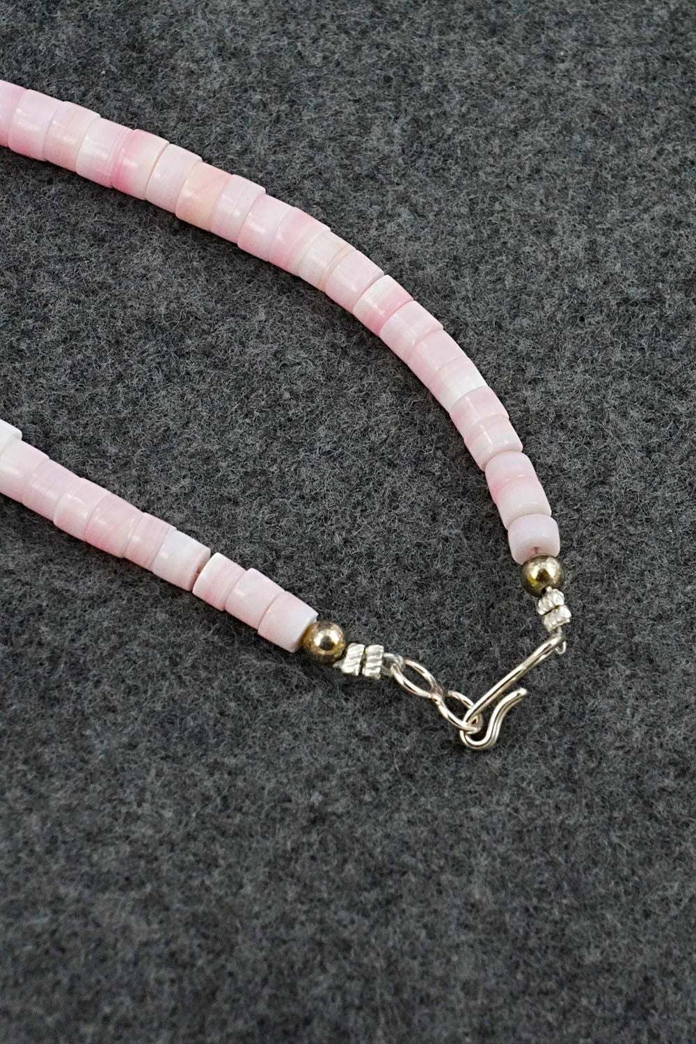 Pink Conch & Sterling Silver Necklace 18" - Doreen Jake