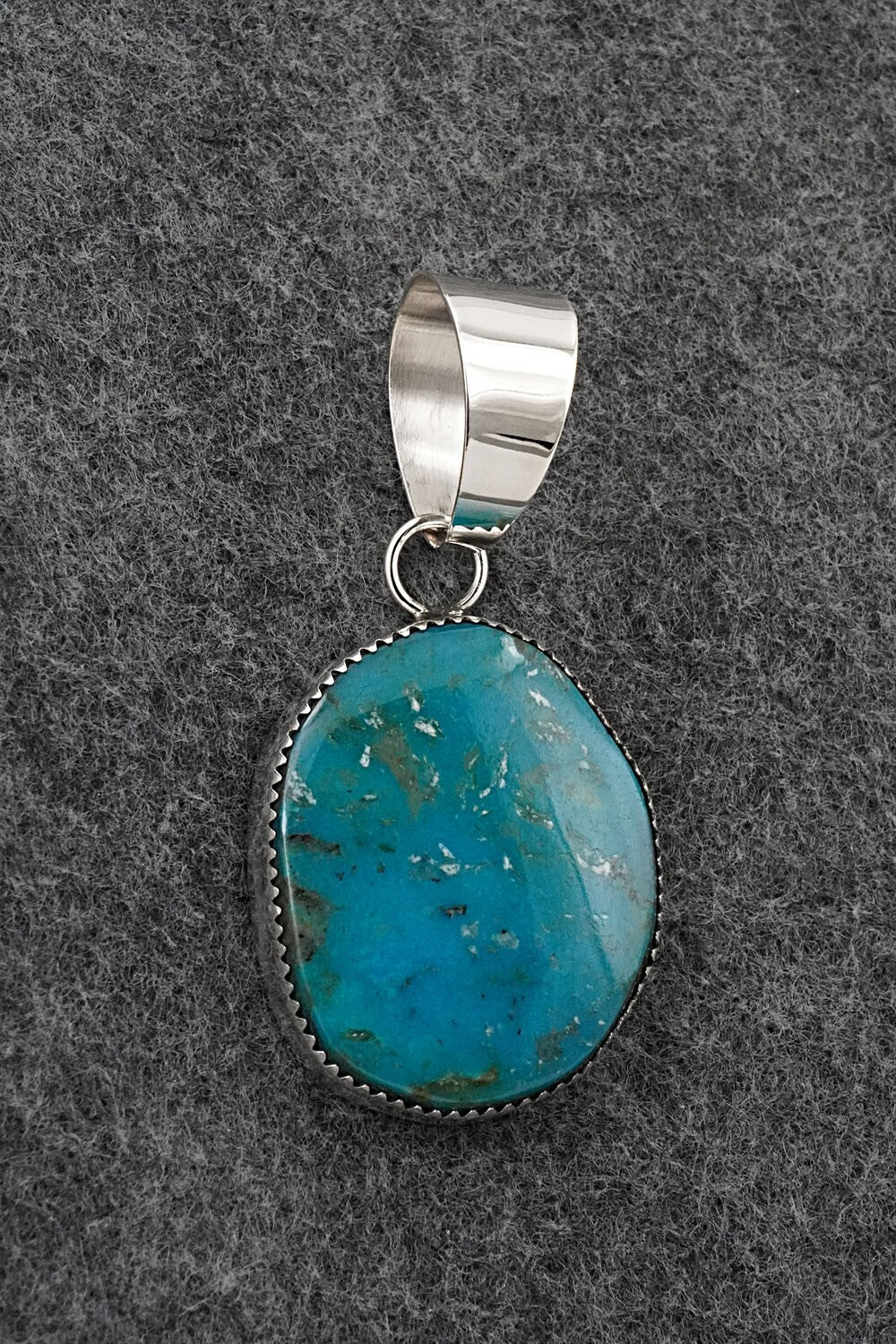Turquoise and Sterling Silver Pendant - Leslie Nez