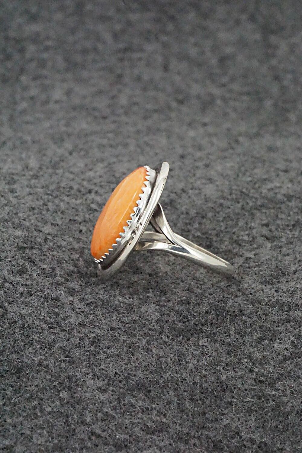 Spiny Oyster & Sterling Silver Ring - Ernest Hawthorne - Size 7.25