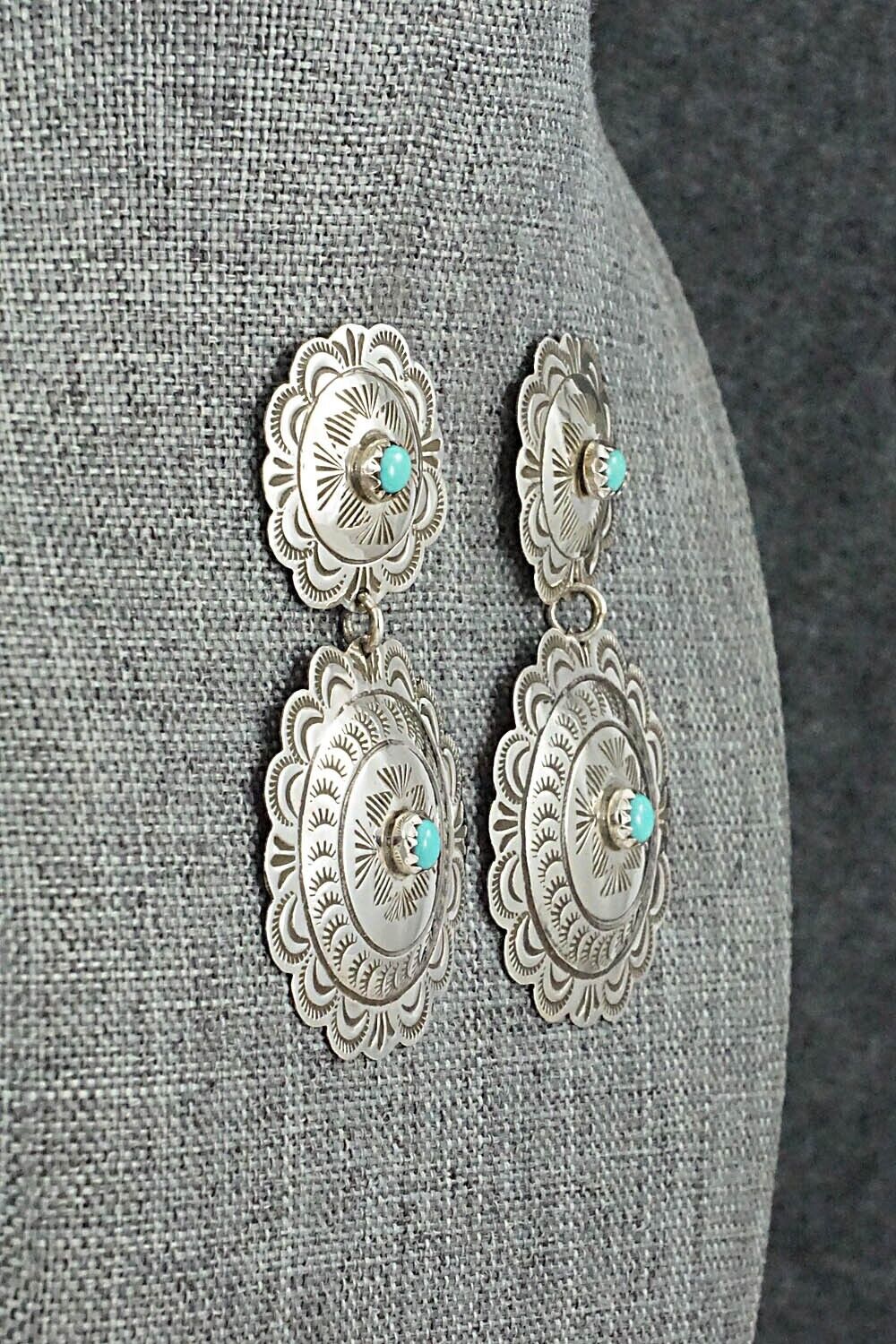 Turquoise and Sterling Silver Earrings - Bertha Begay