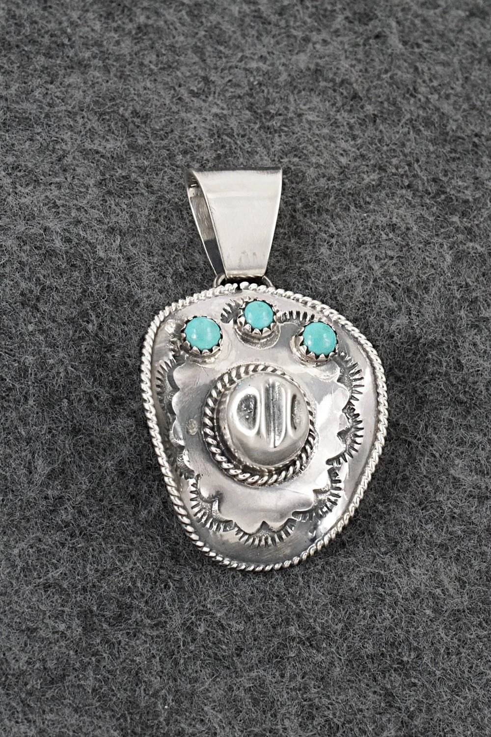 Turquoise & Sterling Silver Pendant - Bobby Platero
