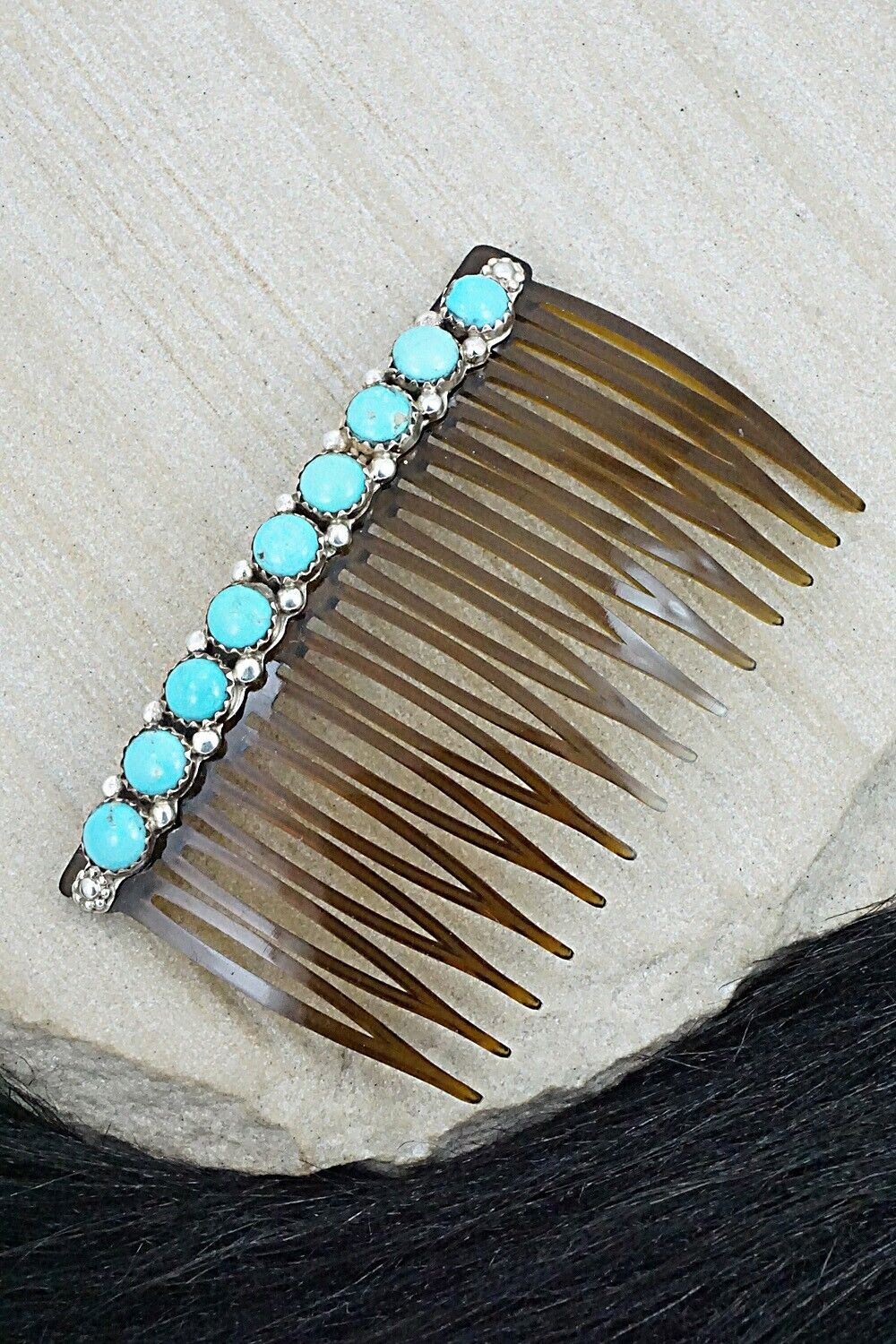 Turquoise & Sterling Silver Hair Combs - Martin Muskett