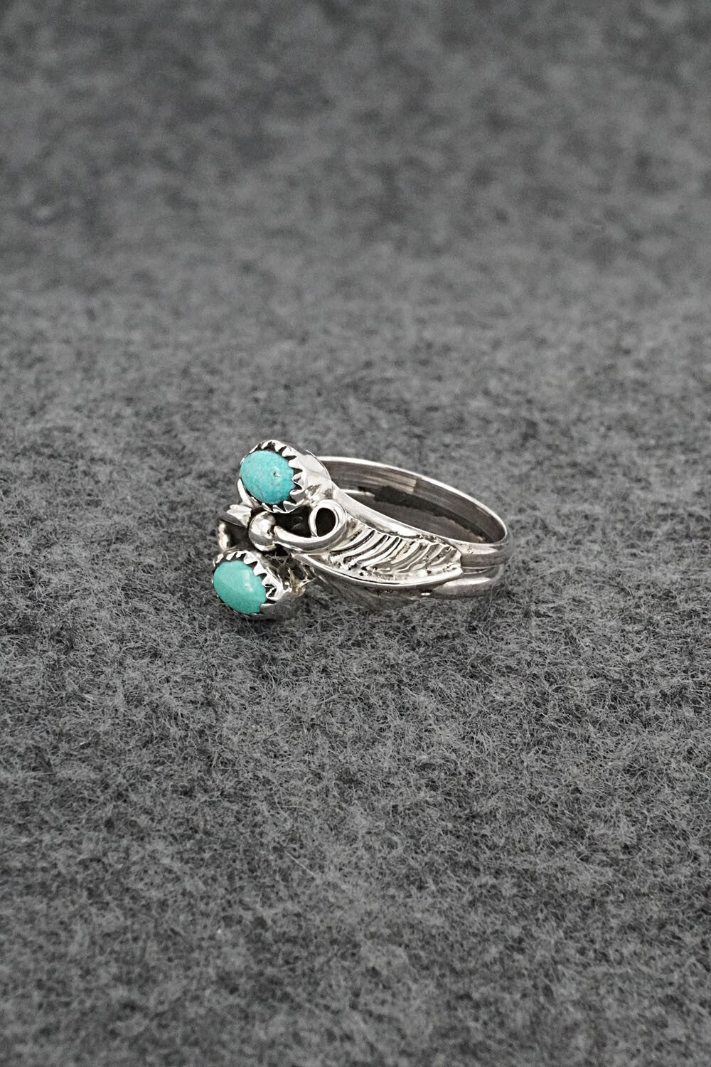 Turquoise & Sterling Silver Ring - Harry B. Yazzie - Size 6.5