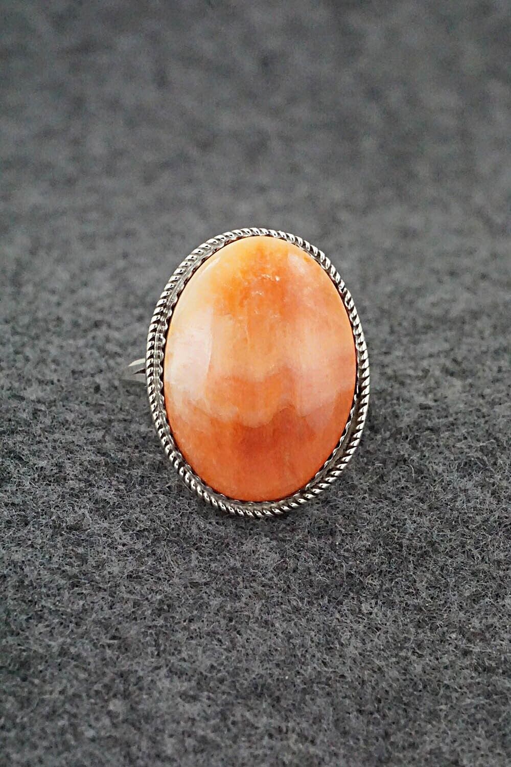 Spiny Oyster & Sterling Silver Ring - Ernest Hawthorne - Size 7.5