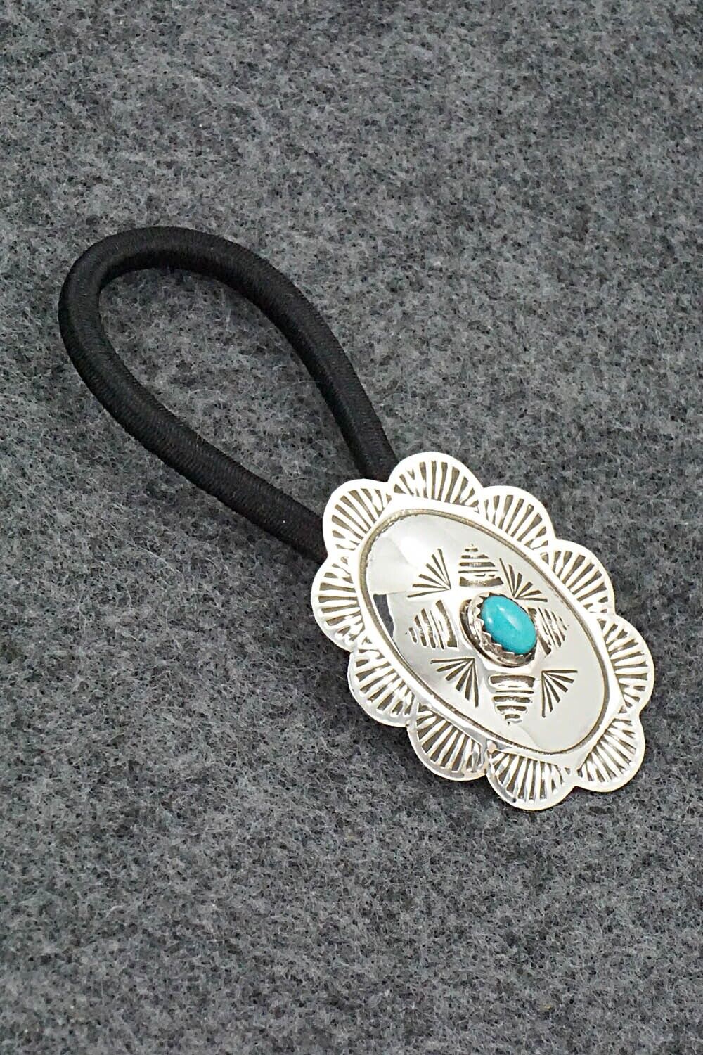 Turquoise & Sterling Silver Hair Tie - Bertha Begay