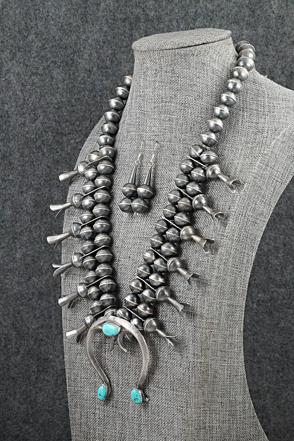 Turquoise & Sterling Silver Squash Blossom Set - Gilbert Martin
