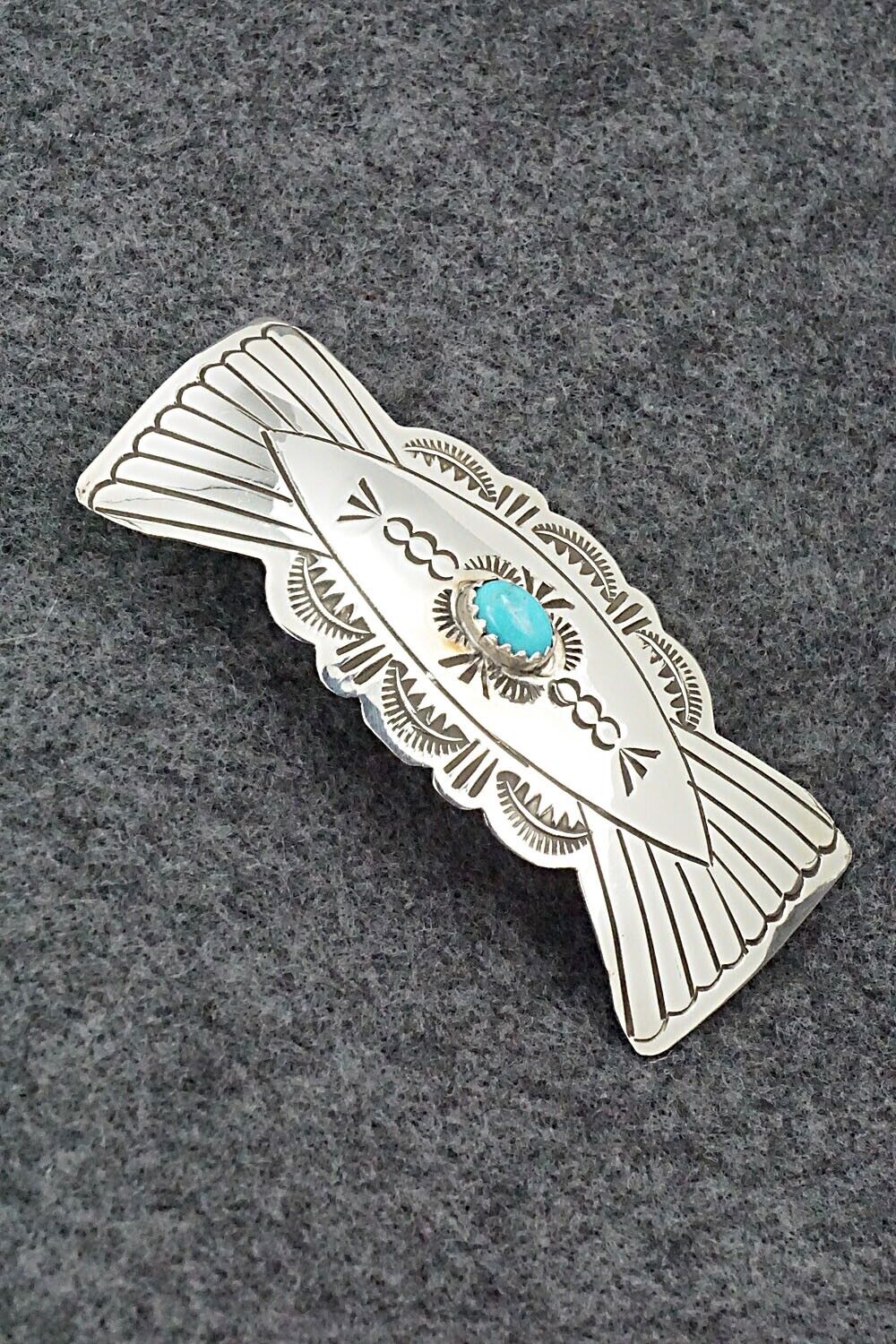 Turquoise & Sterling Silver Hair Barrette - Arlene Soce