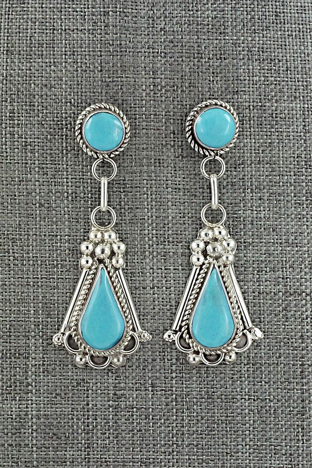 Turquoise & Sterling Silver Earrings - Juanita Yatsatie