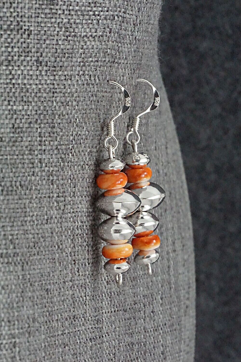 Spiny Oyster & Sterling Silver Navajo Pearl Earrings - Presley Haley