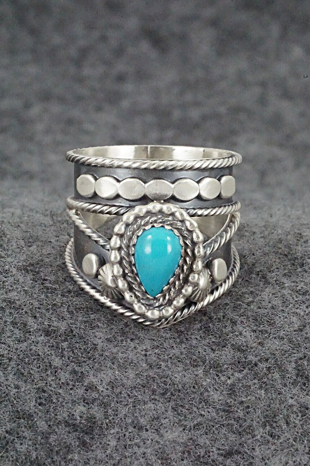 Turquoise & Sterling Silver Ring - Tom Lewis - Size 10