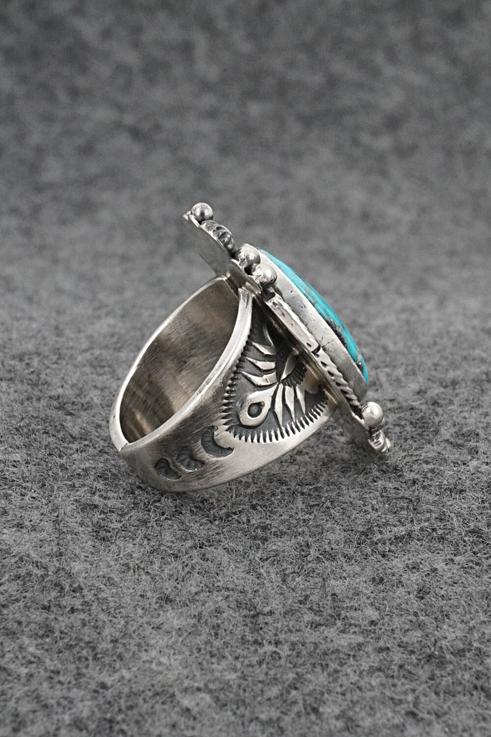Turquoise & Sterling Silver Ring - Samuel Yellowhair - Size 6.75