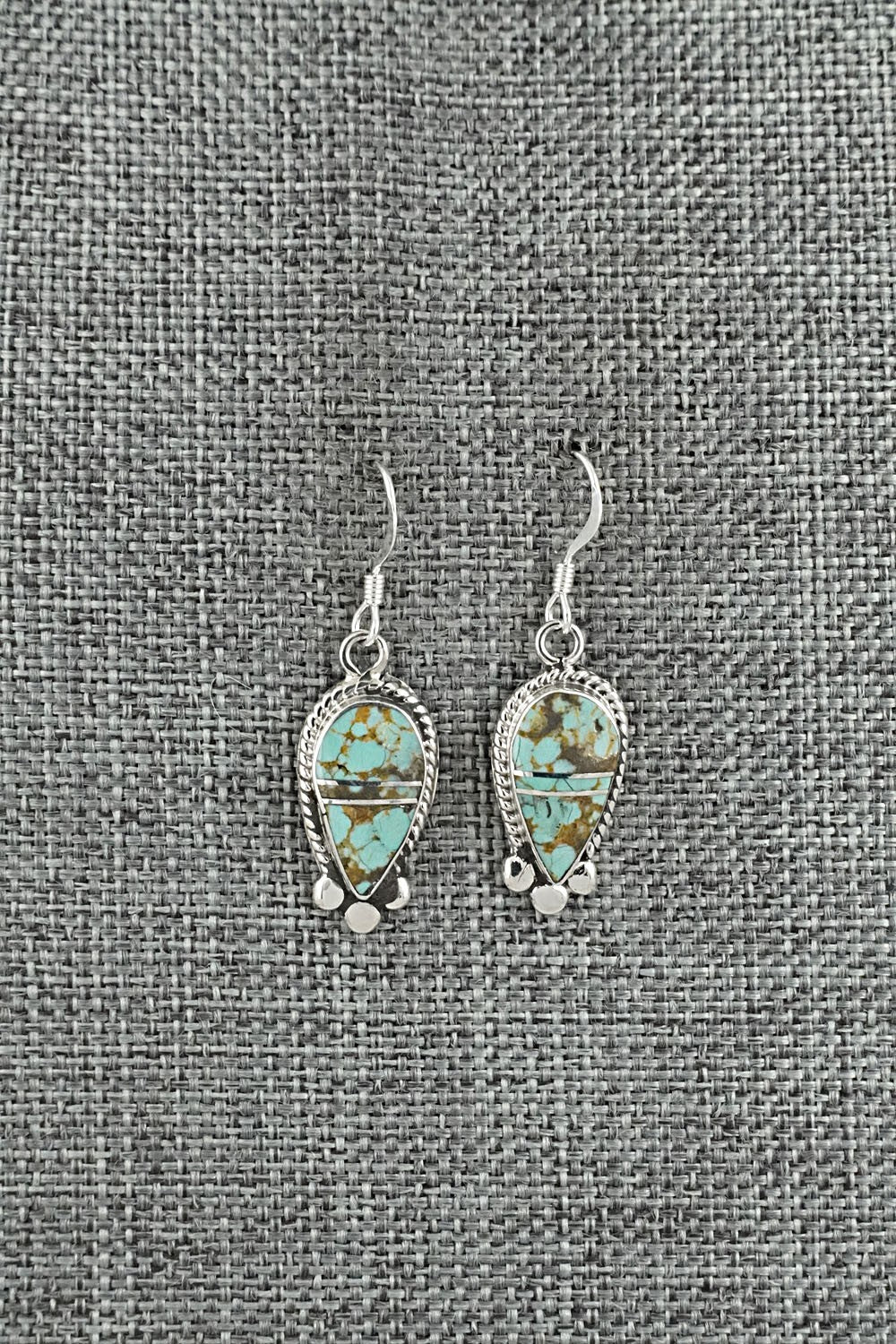 Turquoise & Sterling Silver Inlay Earrings - James Manygoats