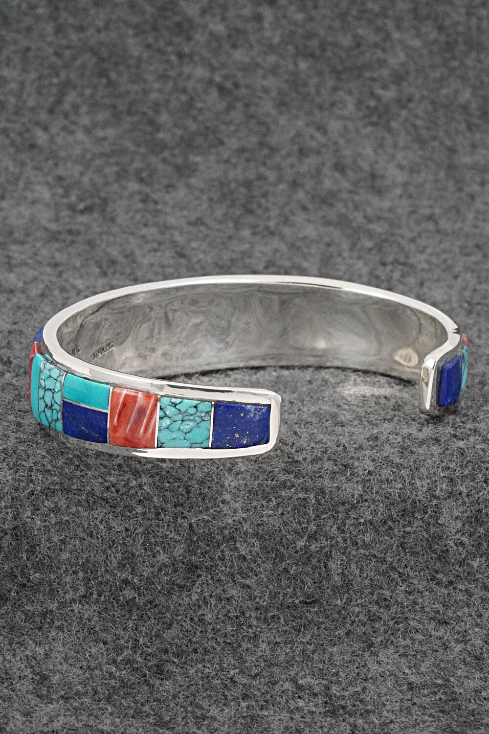 Multi-Stone Inlay & Sterling Silver Bracelet - Edison Yazzie