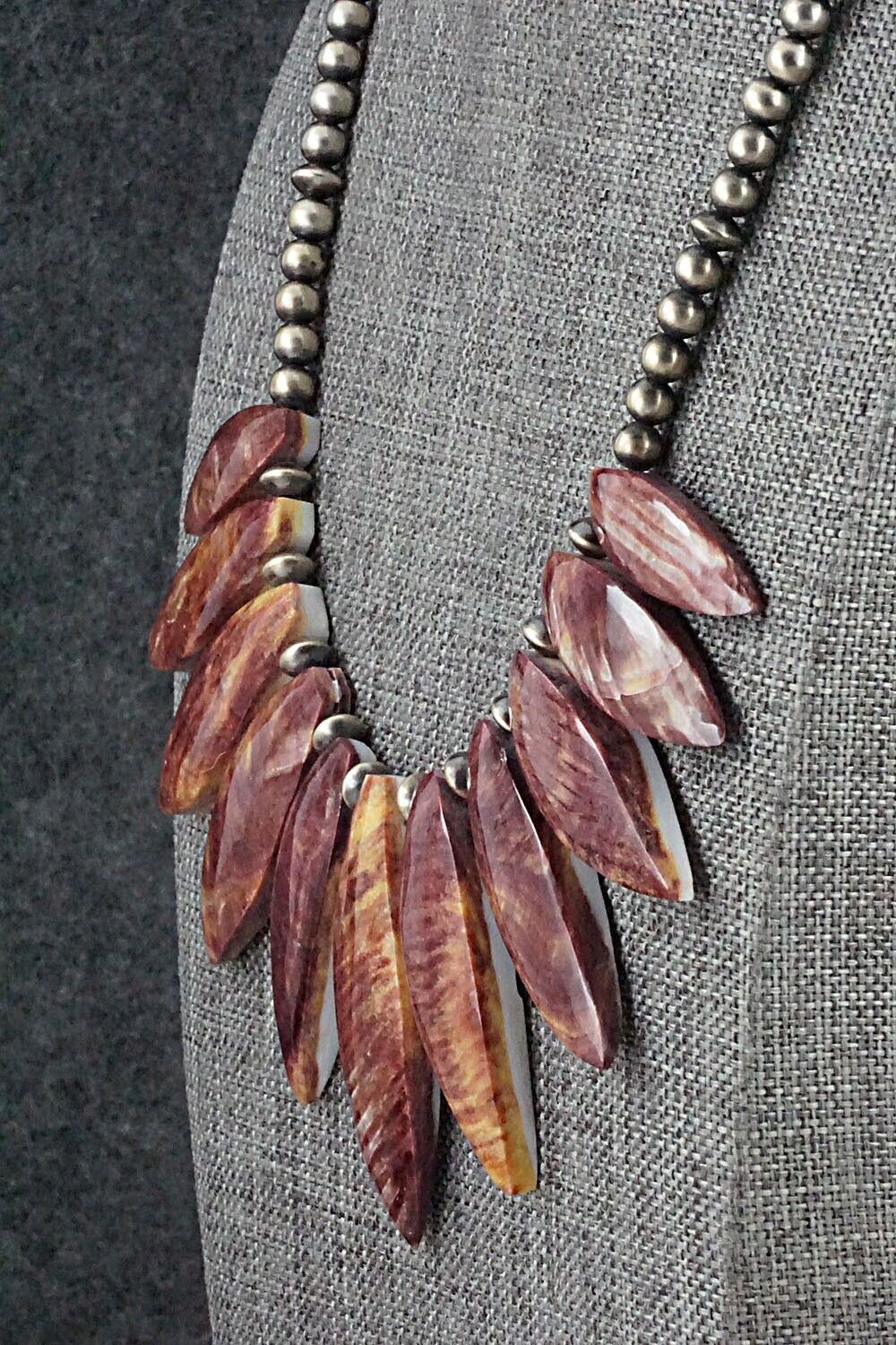 Spiny Oyster & Sterling Silver Necklace - Louise Joe