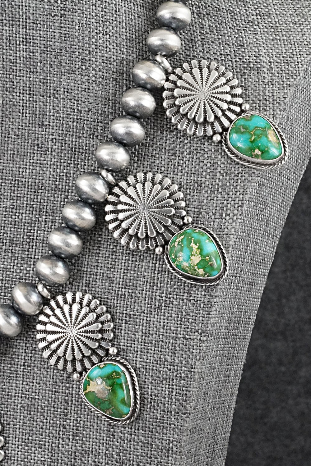 Turquoise & Sterling Silver Navajo Pearl Necklace - Adrienne Gordon