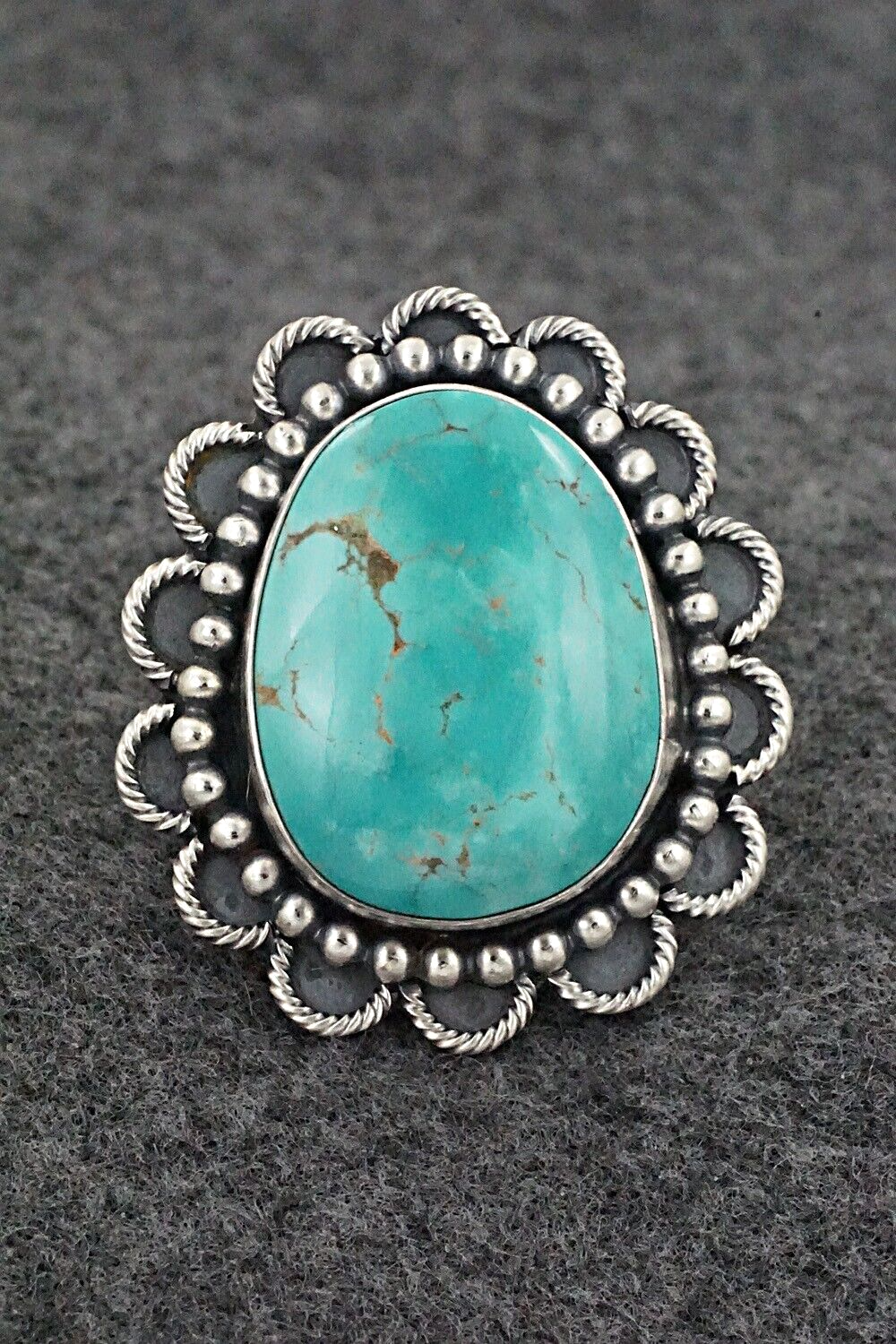Turquoise & Sterling Silver Ring - Jameson Garcia - Size 7 Adj.