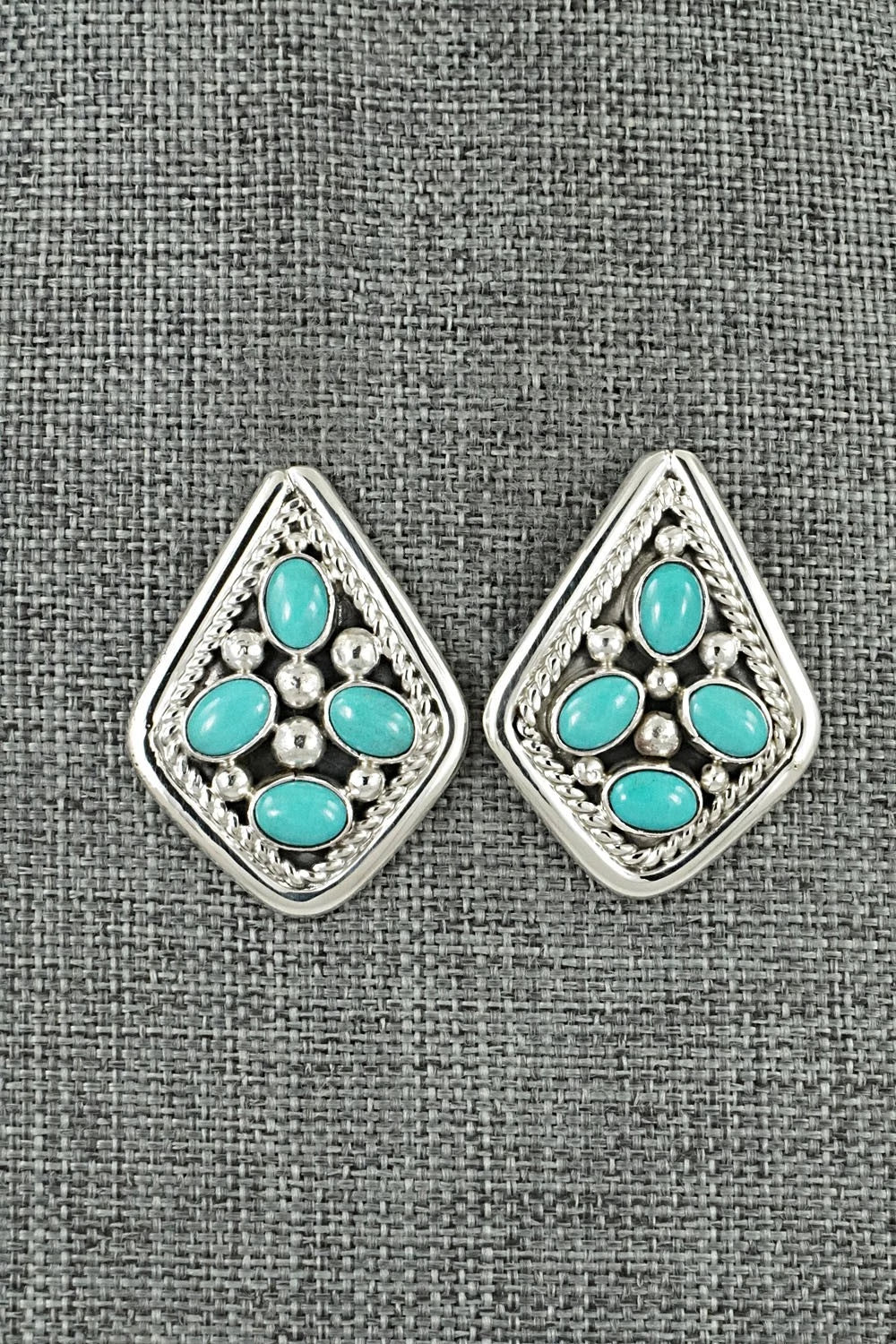 Turquoise & Sterling Silver Earrings - Chester Charley