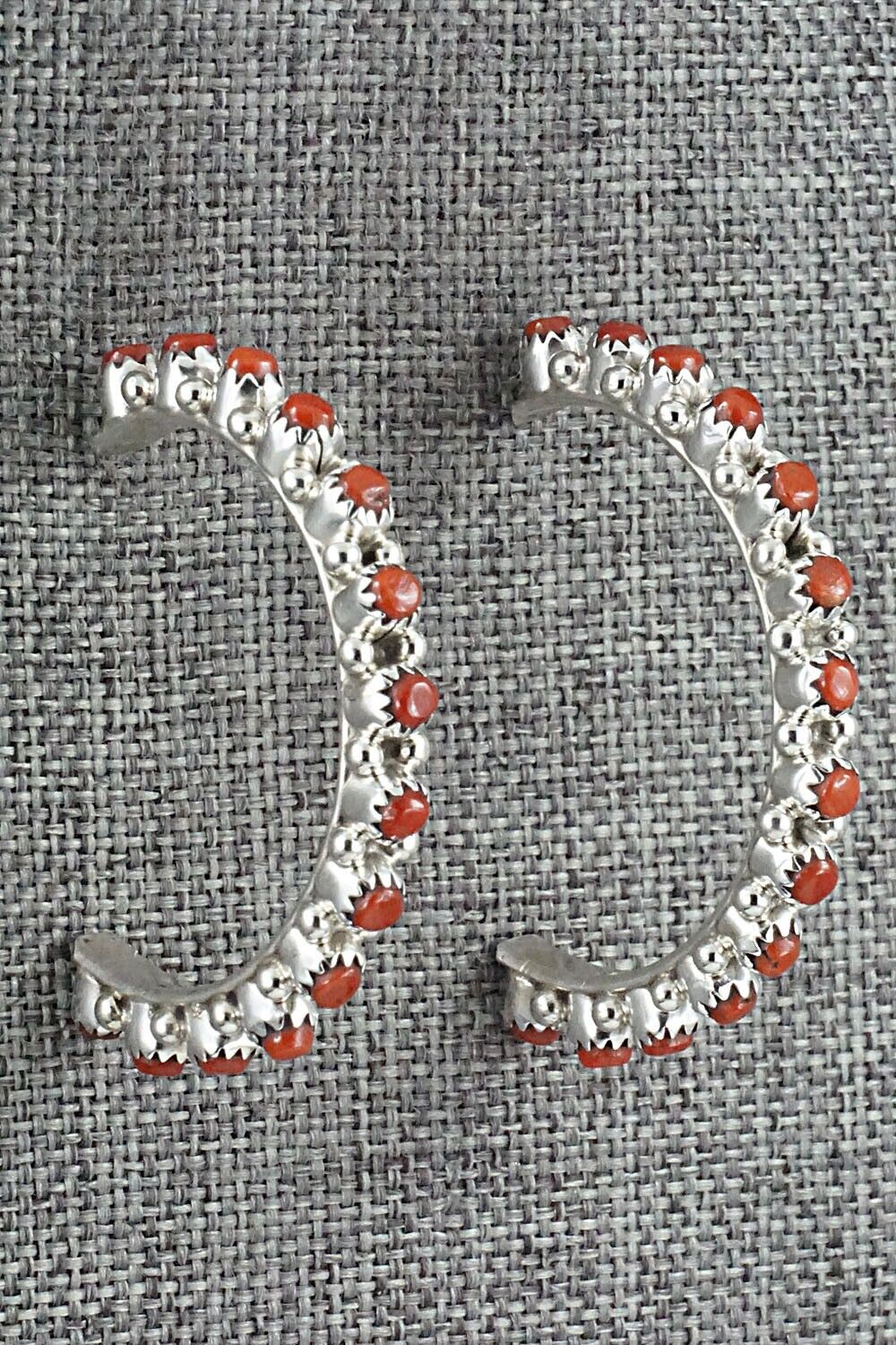 Coral & Sterling Silver Earrings - Murray Hannaweeka