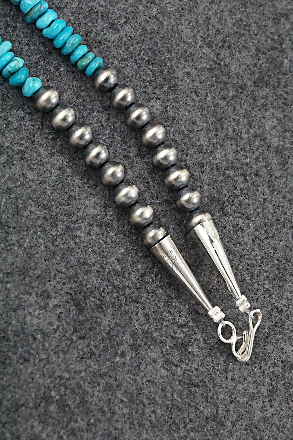 Turquoise & Sterling Silver Necklace 22" - Doreen Jake