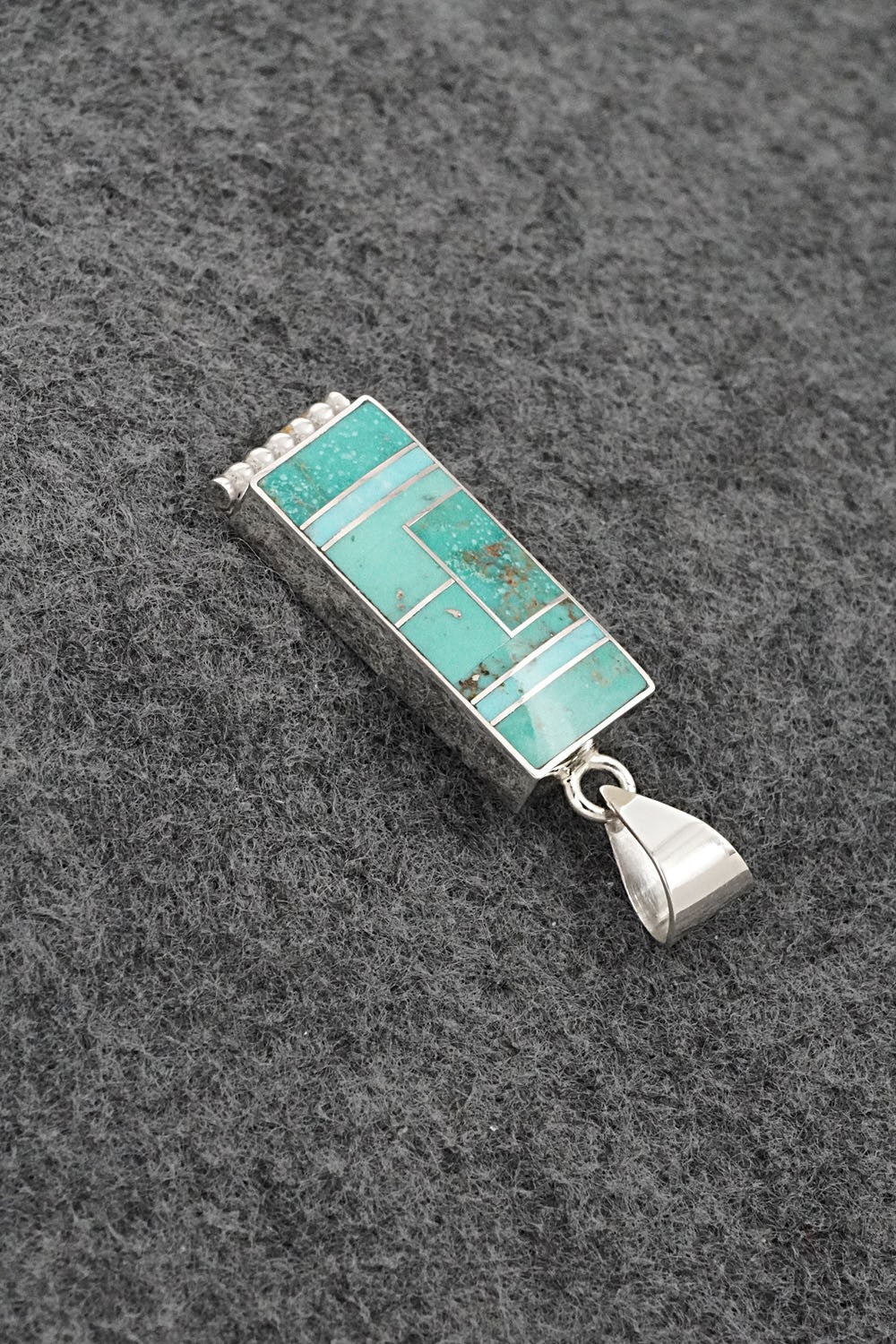 Turquoise & Sterling Silver Pendant - Curtis Manygoats