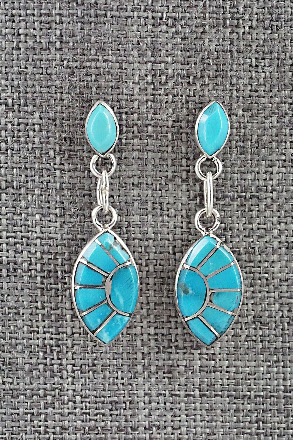 Turquoise & Sterling Silver Earrings - Eldrick Seoatwa