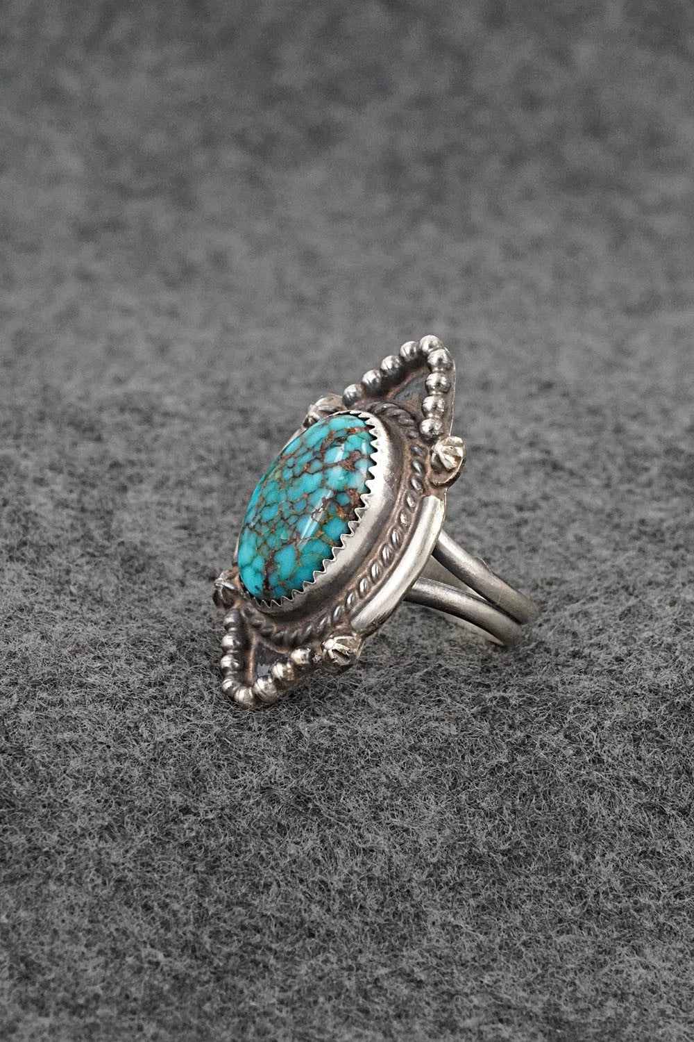 Turquoise & Sterling Silver Ring - Leslie Nez - Size 7.5