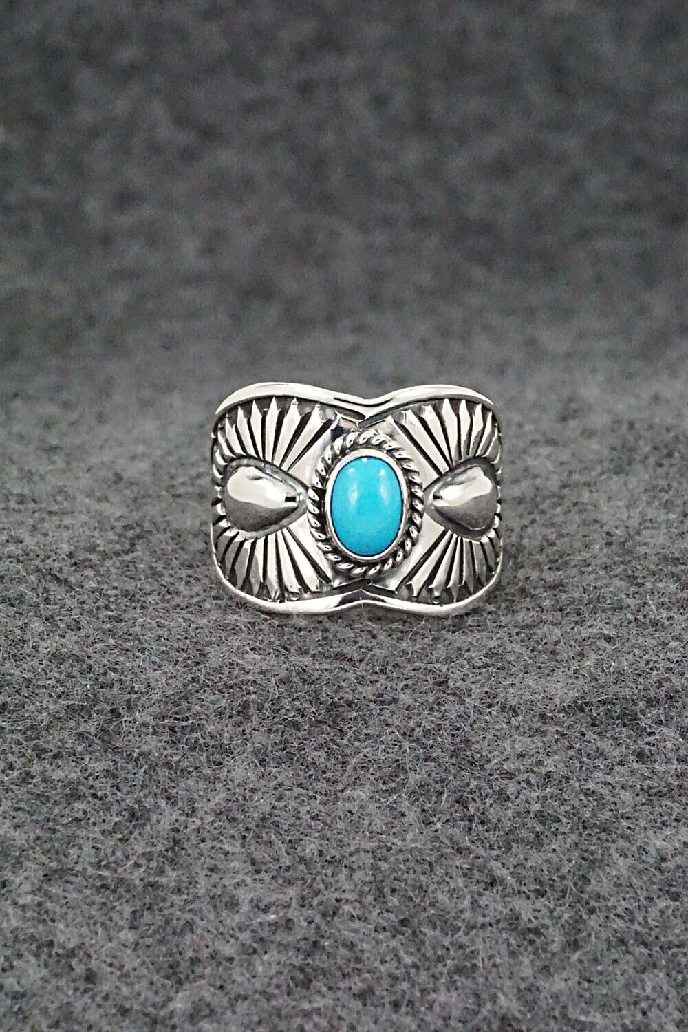 Turquoise & Sterling Silver Ring - Derrick Gordon - Size 8.5