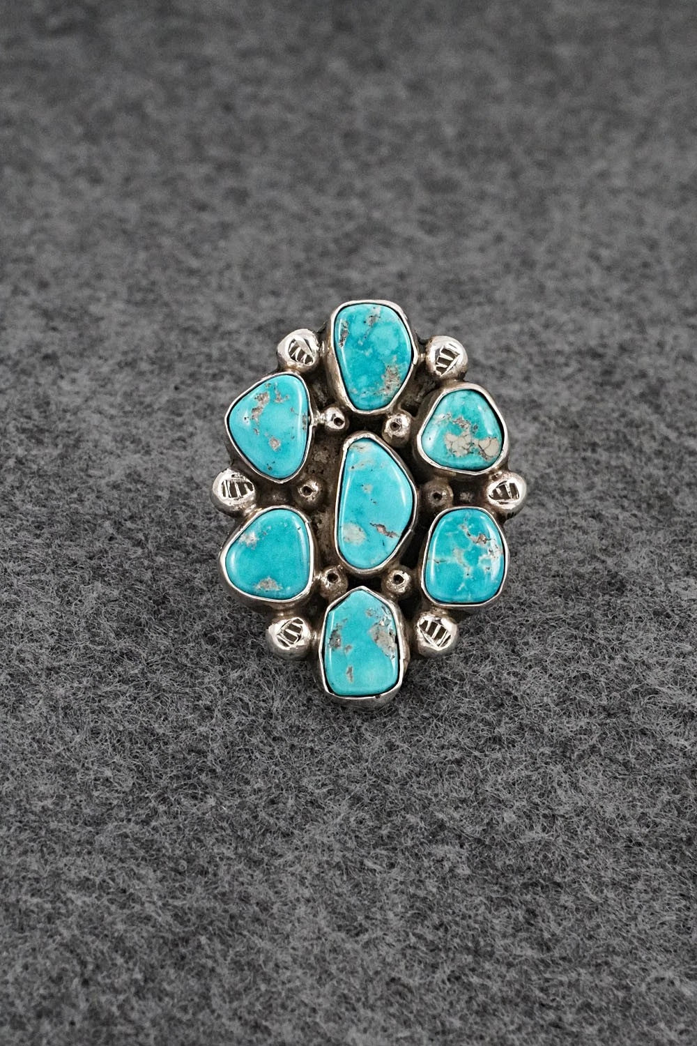 Turquoise & Sterling Silver Ring - Priscilla Reeder - Size 7.5