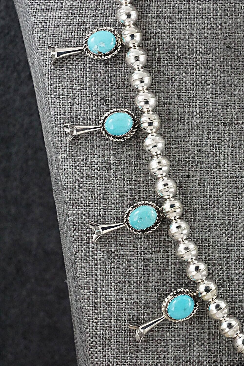 Turquoise & Sterling Silver Squash Blossom Necklace - Phil Garcia