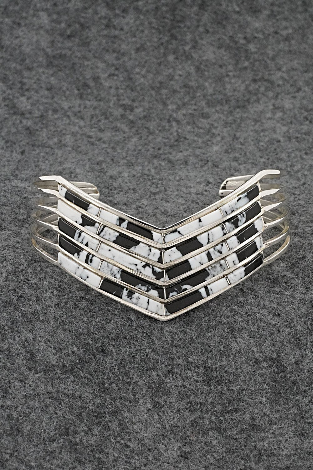 White Buffalo & Sterling Silver Inlay Bracelet - Jamie Johnson
