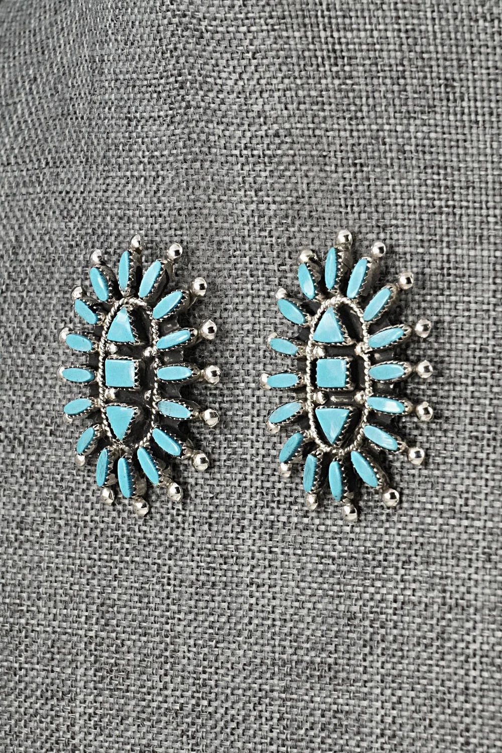 Turquoise & Sterling Silver Squash Blossom Set - Evonne Hustito