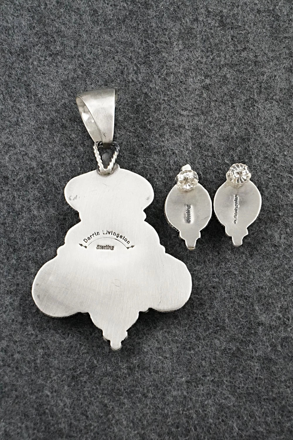 Turquoise & Sterling Silver Pendant and Earrings Set - Darrin Livingston