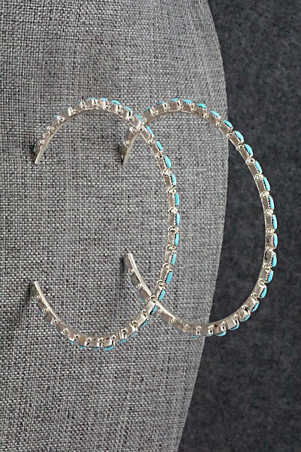 Turquoise & Sterling Silver Hoop Earrings - Aurelia Hughte