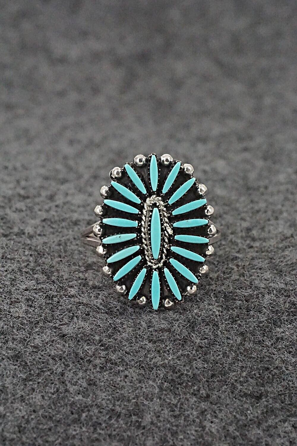 Turquoise & Sterling Silver Ring - Fritzon Owaleon - Size 7.5