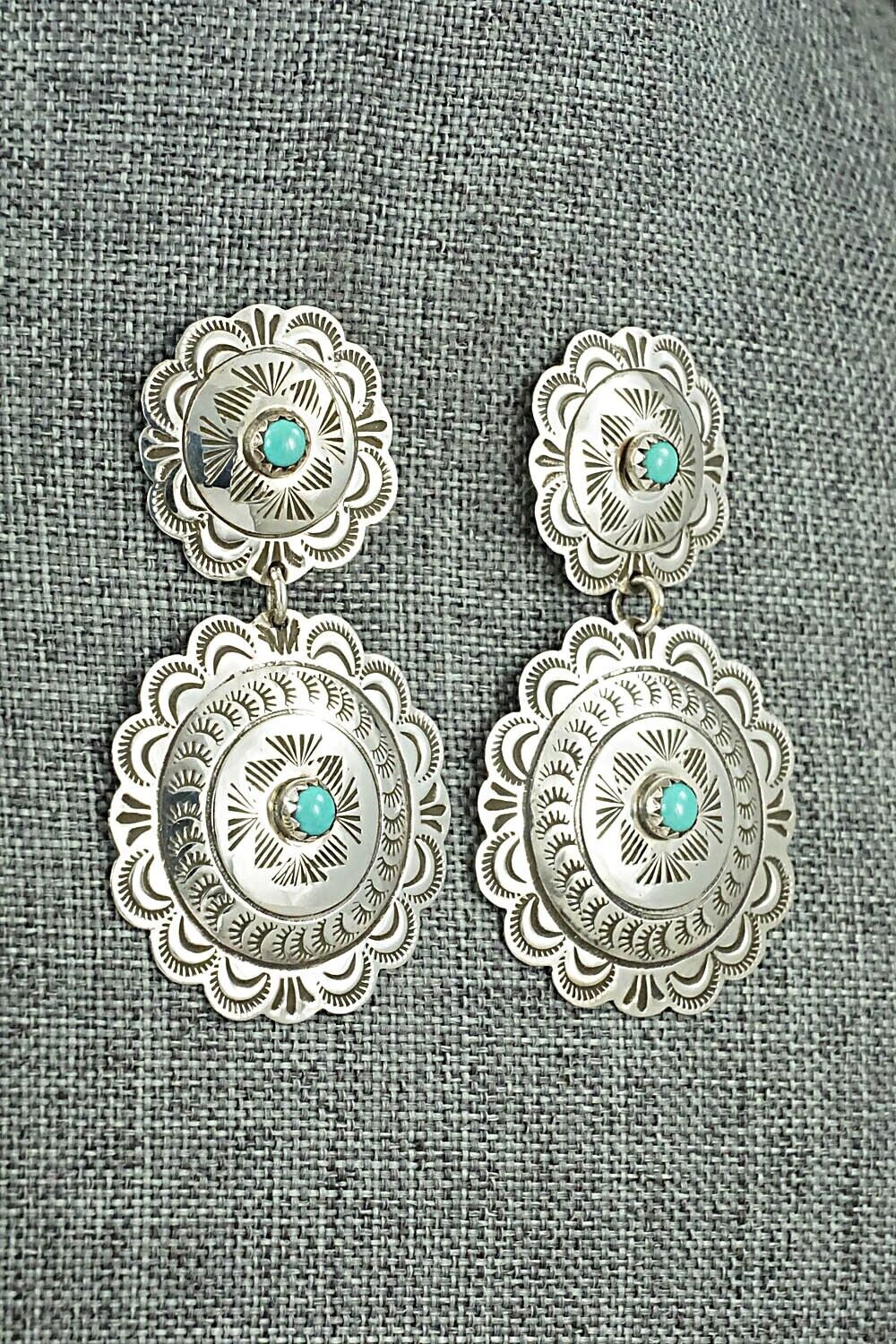Turquoise and Sterling Silver Earrings - Bertha Begay