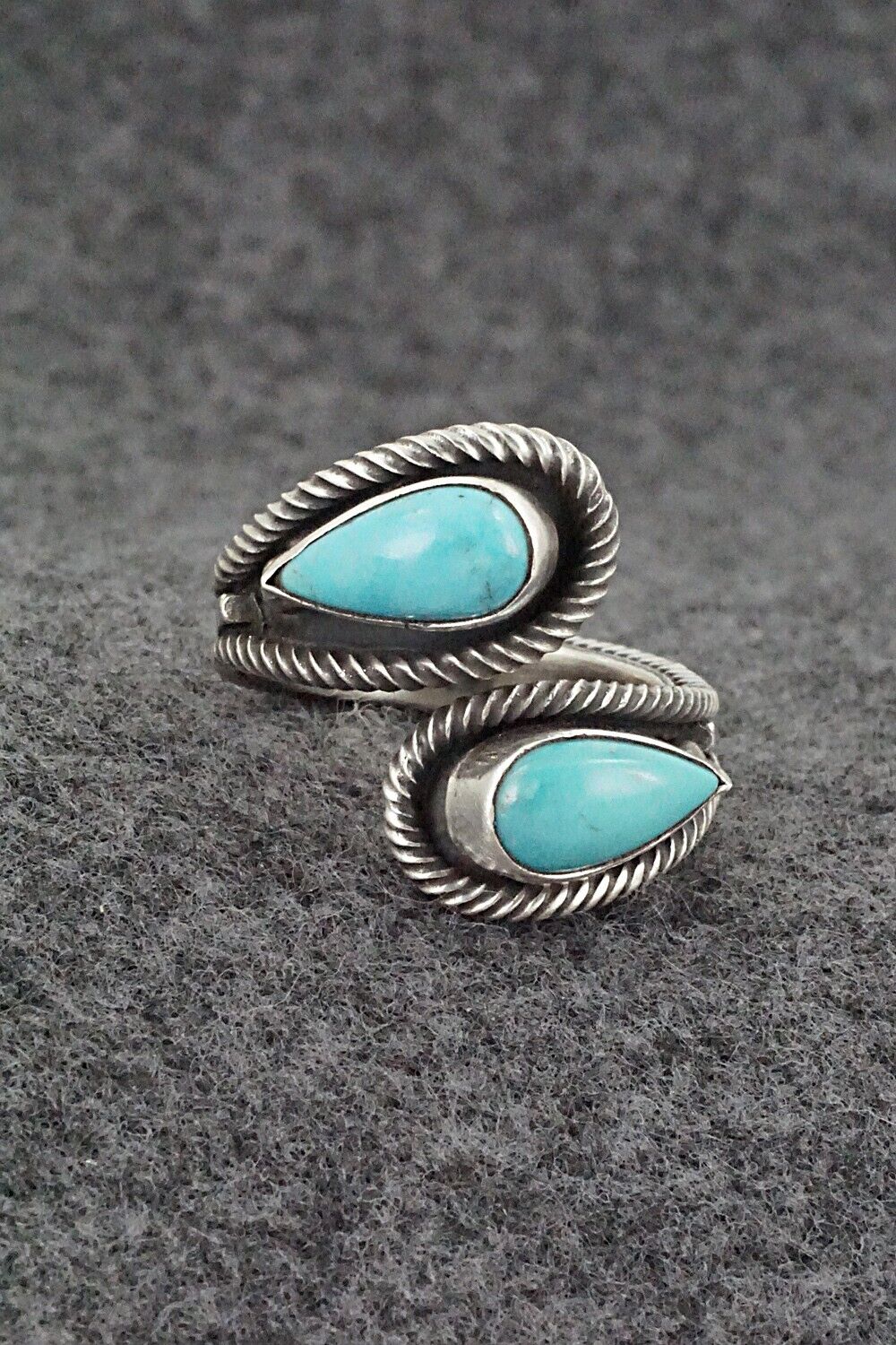 Turquoise & Sterling Silver Ring - Kenny Lonjose - Size 8